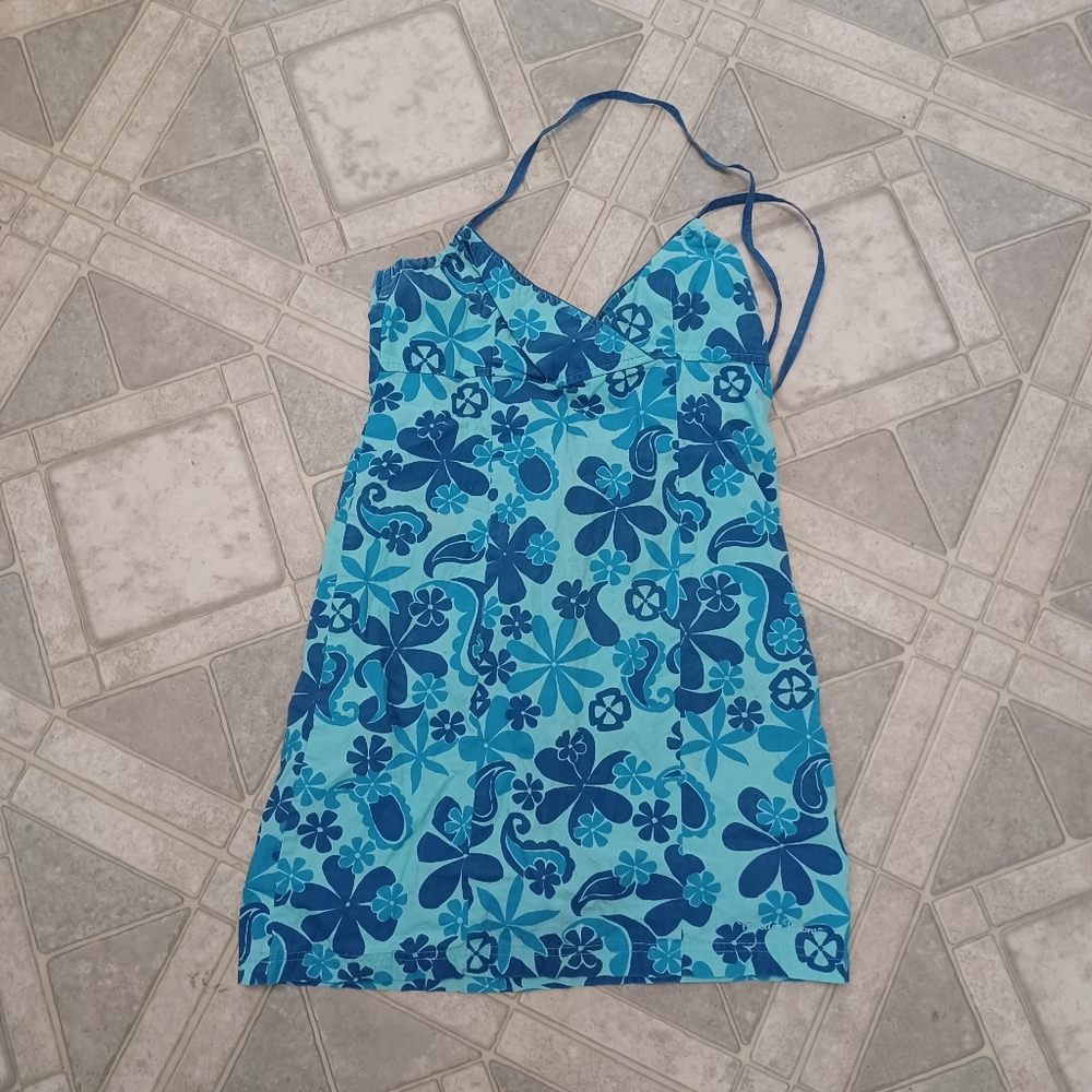 Powder room Y2K blue adjustable strap mini dress